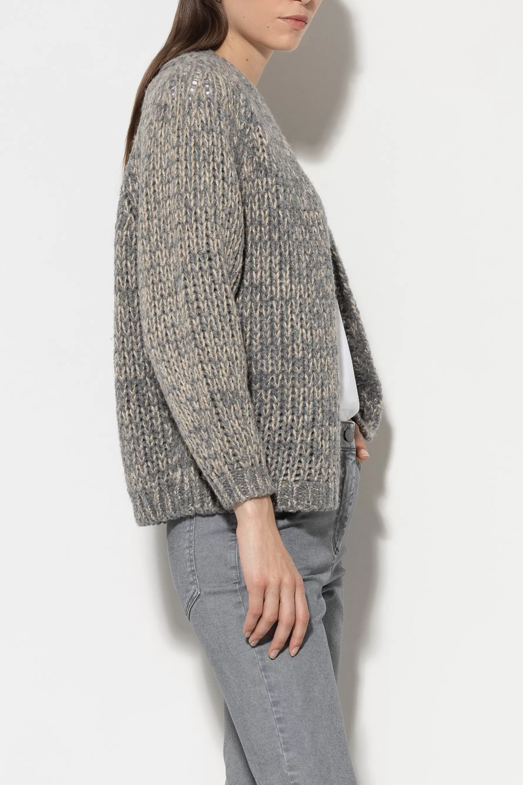 Strick-LUISA CERANO Bouclé-Cardigan heather grey