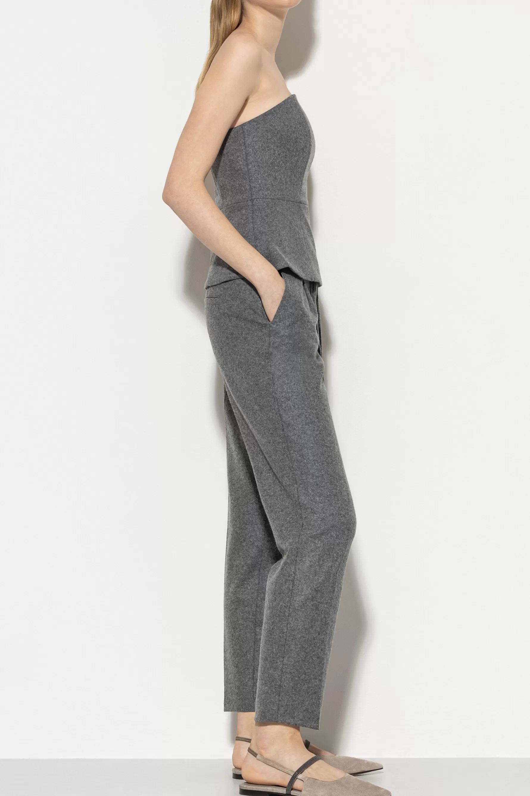 Sets | Hosen-LUISA CERANO Flanell-Joggpants dark grey melange