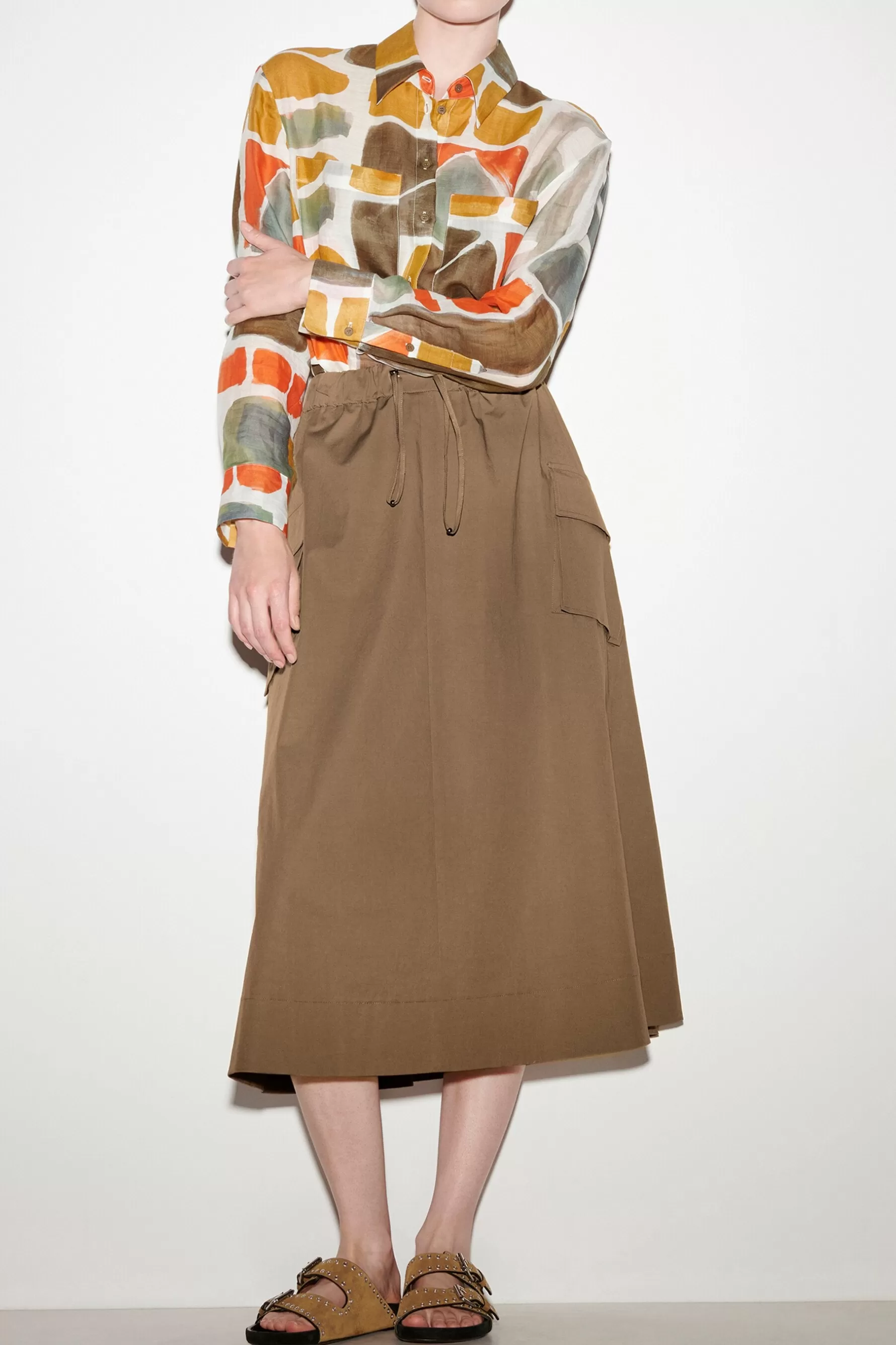 Sets | Röcke-LUISA CERANO Godet-Rock Im Cargo-Stil tobacco