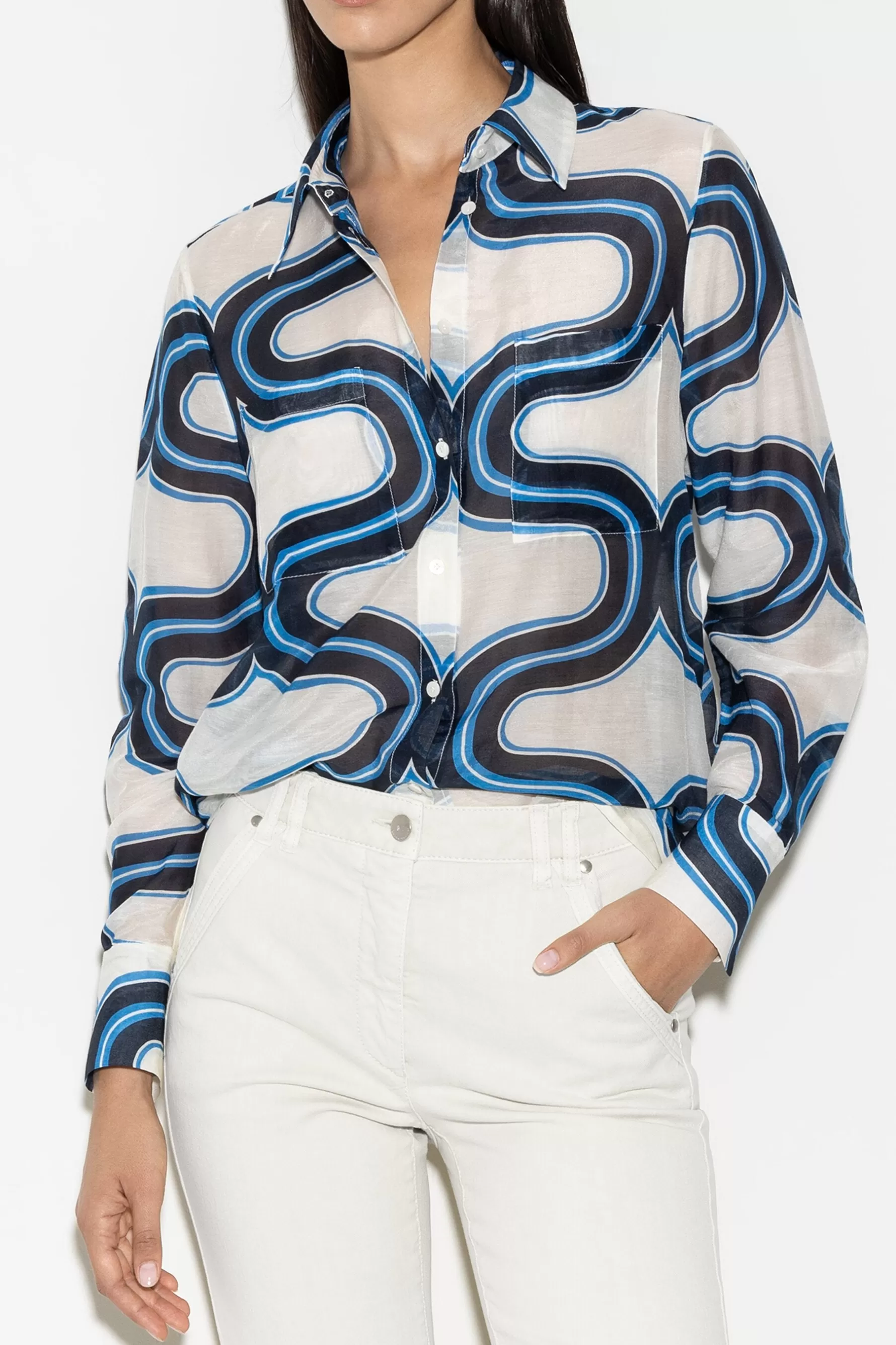 Blusen-LUISA CERANO Hemdbluse Mit Wave-Print multi