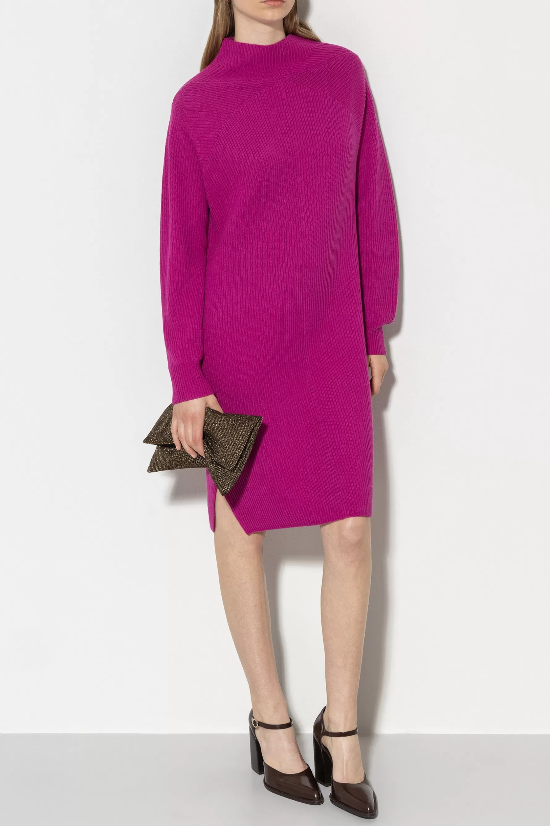 Strick | Kleider-LUISA CERANO Kleid In Rippstruktur ultra pink