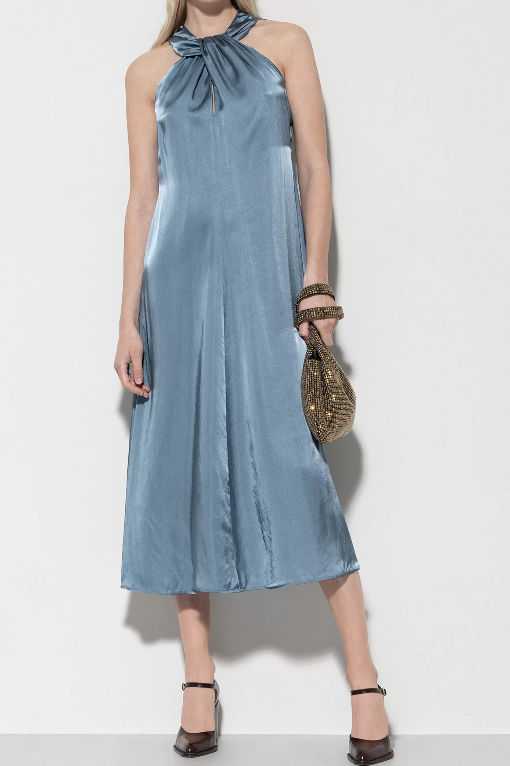 Kleider-LUISA CERANO Kleid Mit Knotendetail smoky blue