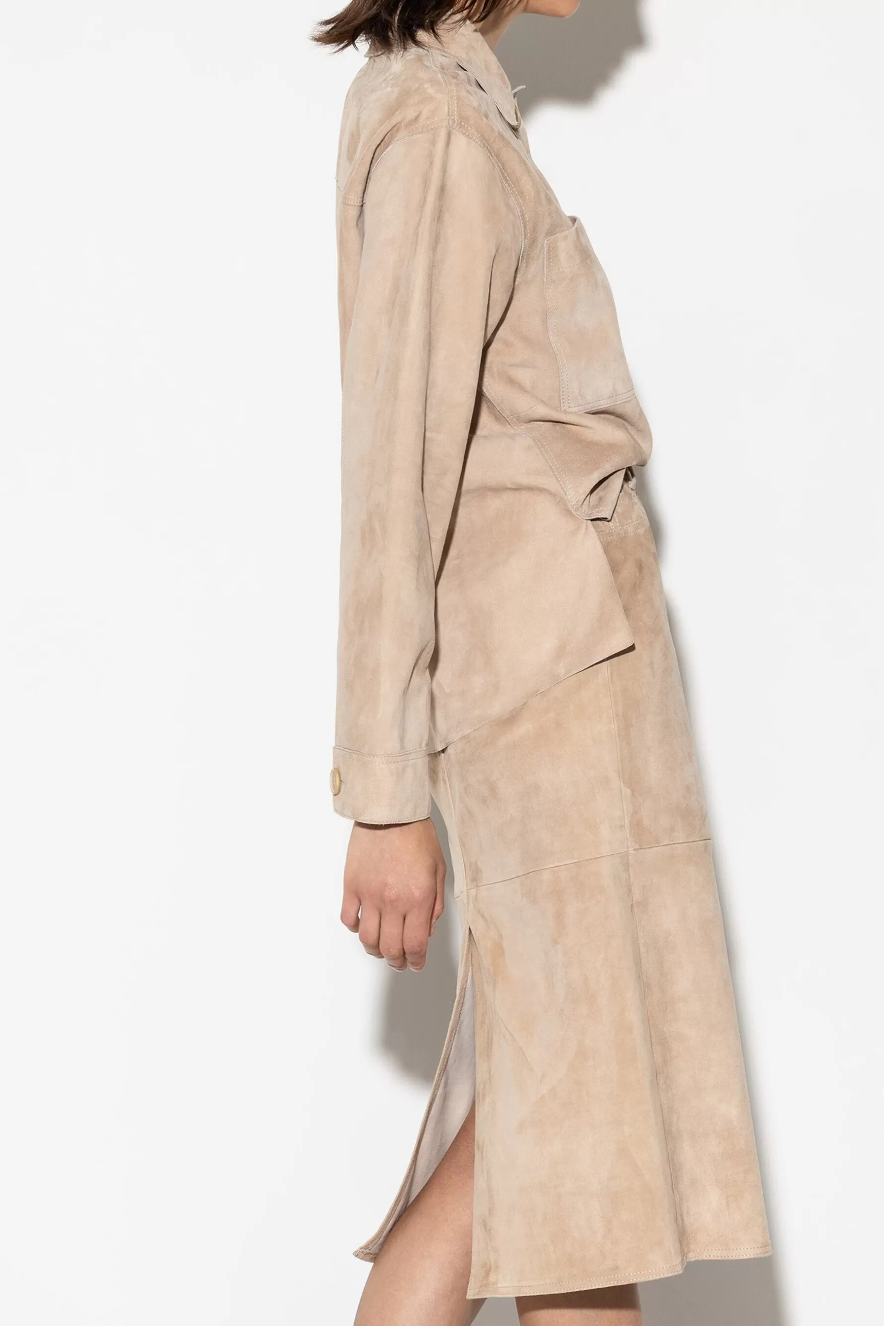 Sets | Röcke-LUISA CERANO Midirock Aus Veloursleder cashew