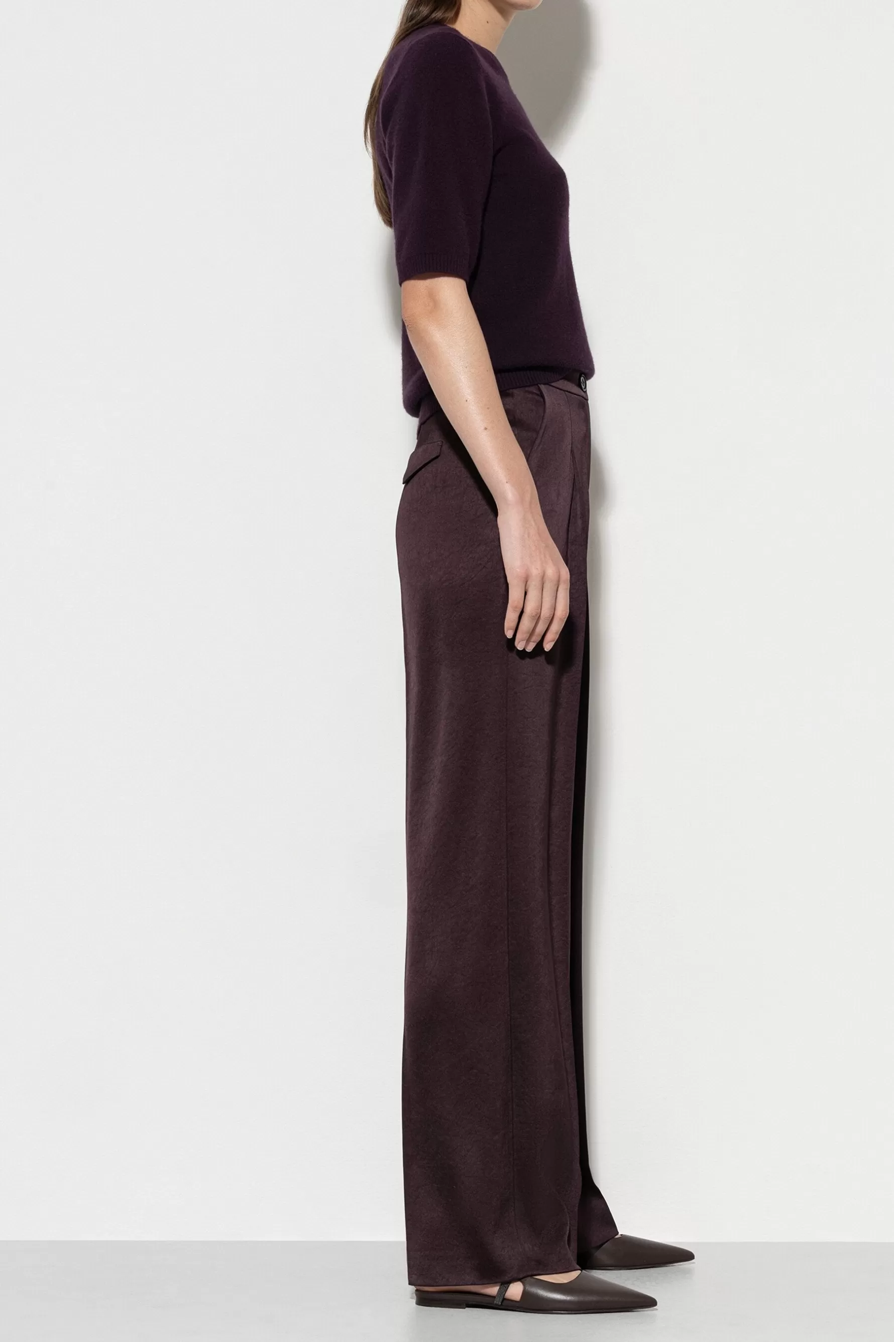 Hosen-LUISA CERANO Satin-Wideleg-Pants burgundy