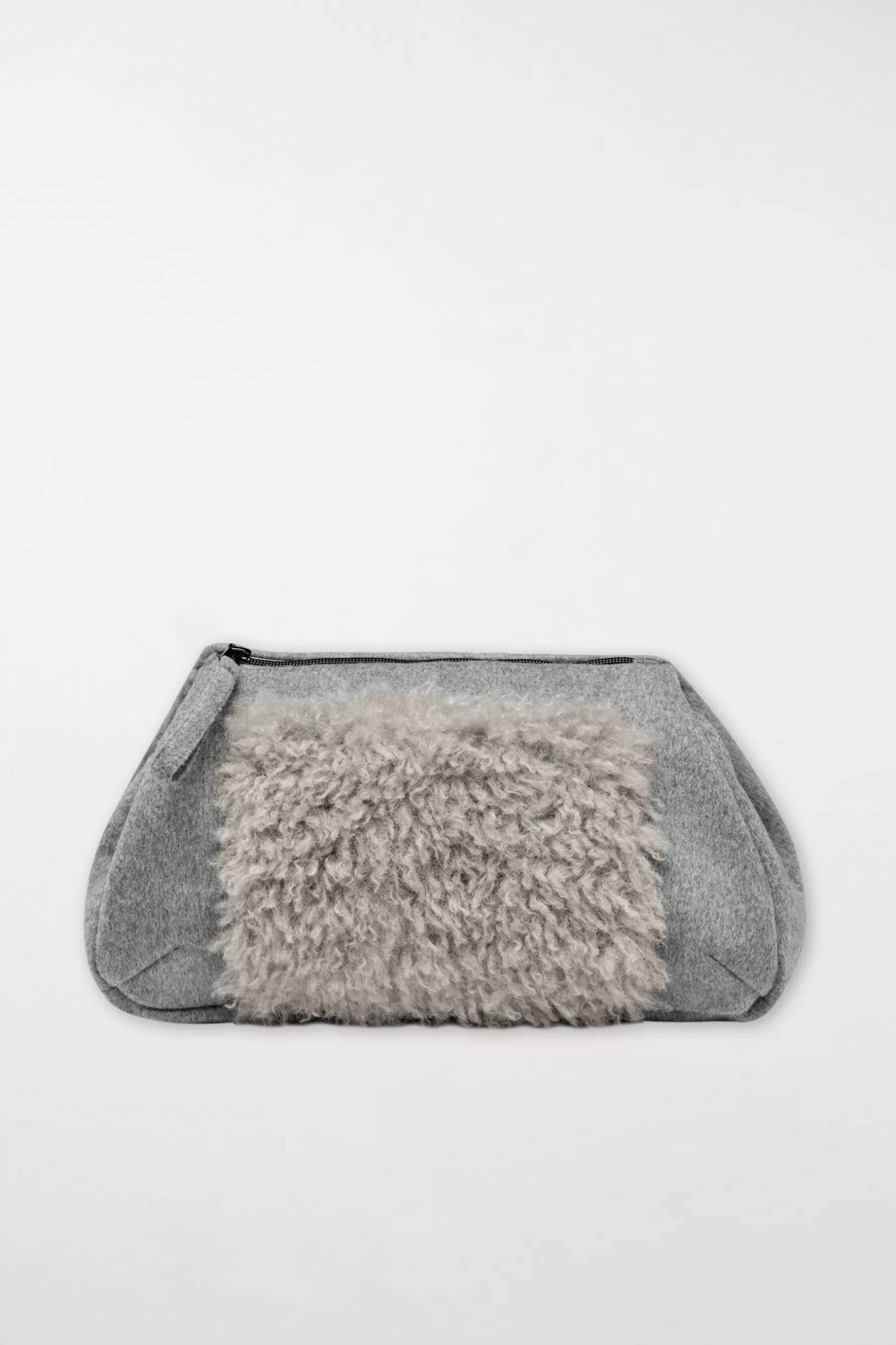 Accessoires-LUISA CERANO Tasche Mit Wolldetail heather grey