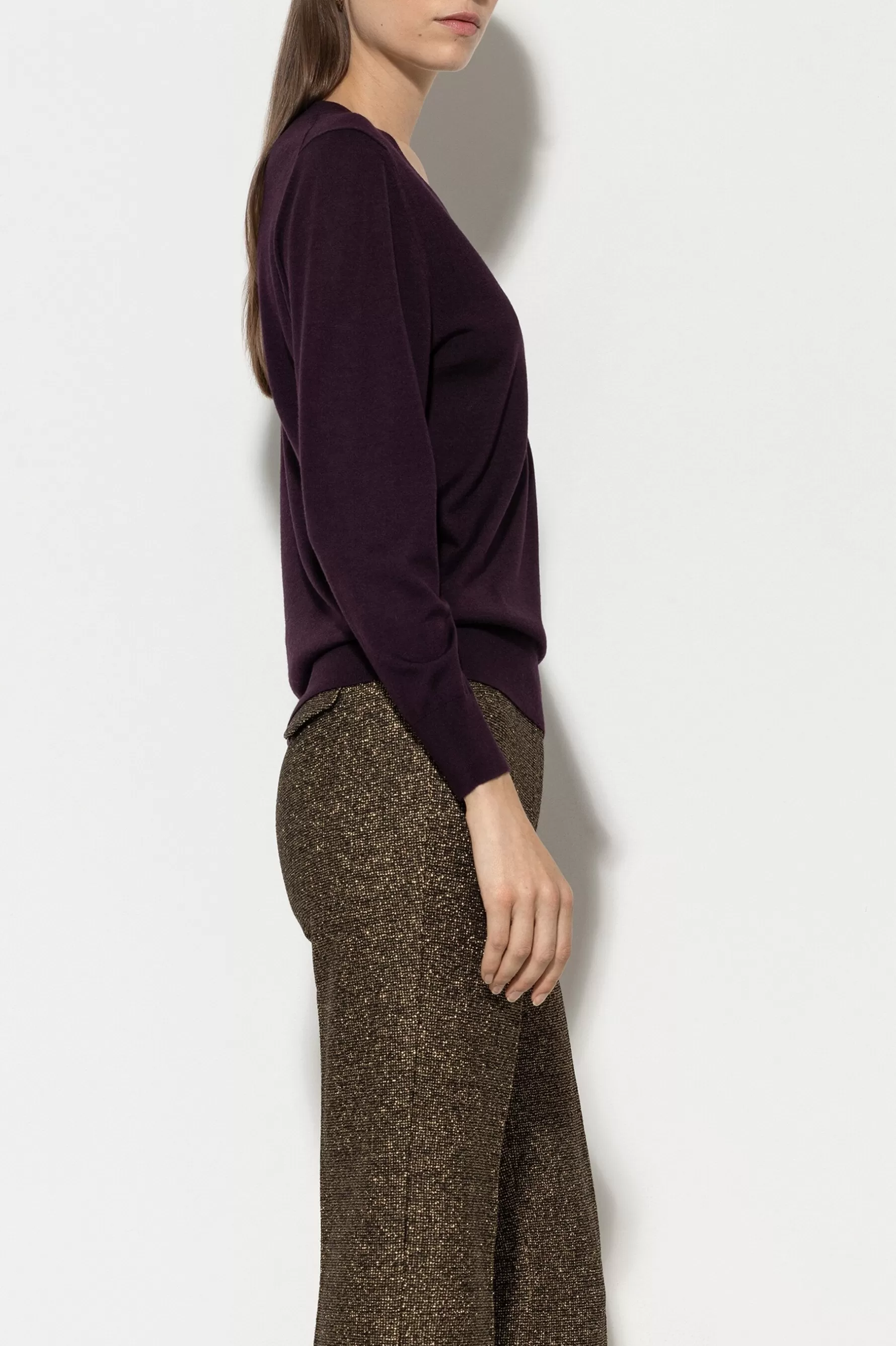 Strick-LUISA CERANO V-Pullover Aus Seiden-Mix burgundy